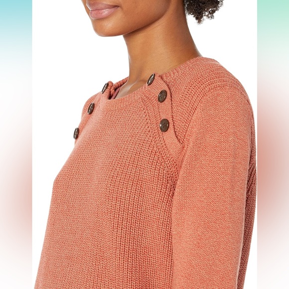 Cable Stitch Women's Raglan Shaker Stitch Pullover Marled Cinnamon Size M - Picture 3 of 7